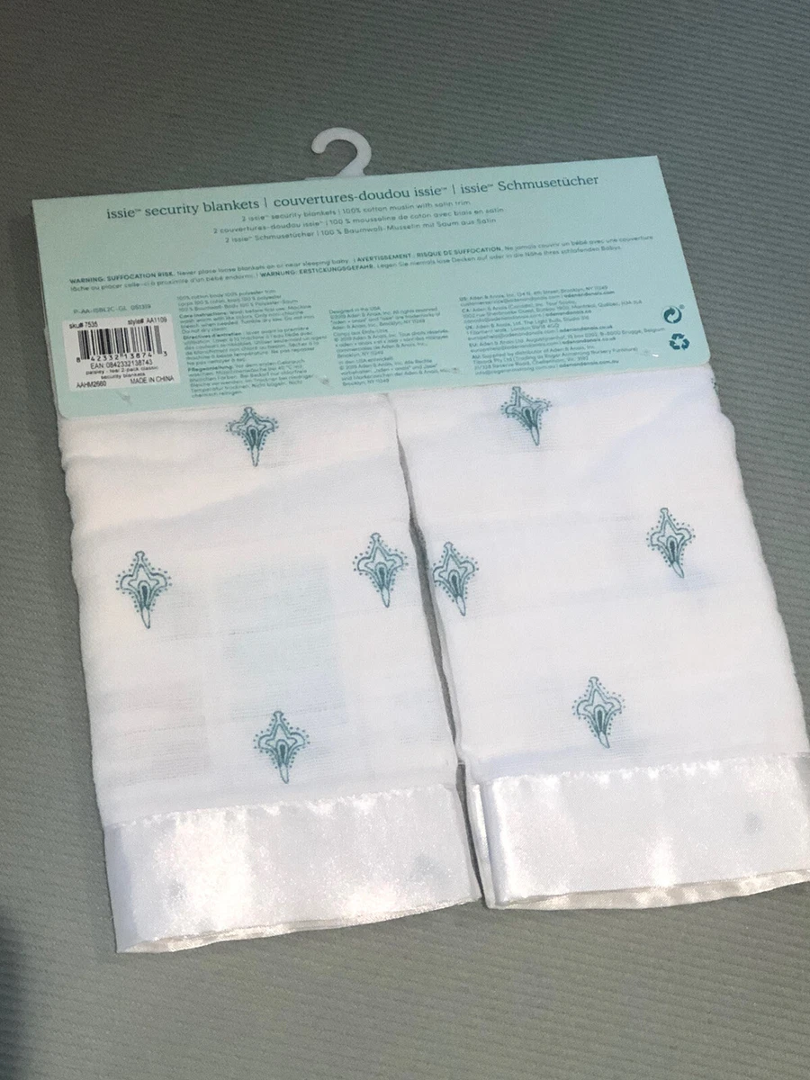 Aden Anais Muslin Baby Security Blanket Satin Edge Paisley Teal Lovey NWT