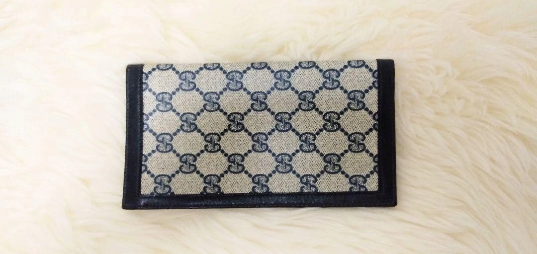 Gucci GG Supreme Long Portefeuille Toile Marine Accessoires Femme Occasion du Japon