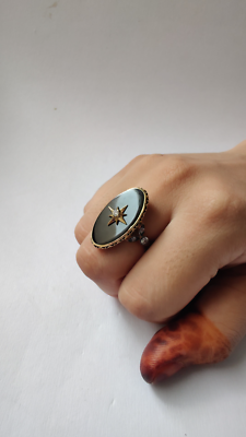 Bague Ancienne Argent 925 Onyx Noir - Art Déco/victorien Fait Main - Taille 7