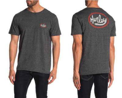 Hurley Siro Oval Short Sleeve T-Shirt Gray White Red Men's Size Medium NWT