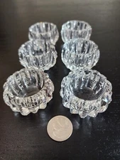 Antique Pressed Glass SIX OPEN SALT CELLARS Sawtooth Draped Bowls 2" ROUND