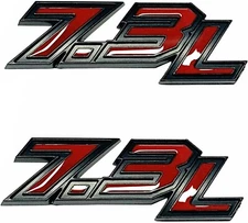 2X 7.3L Emblems 3D Badge Powerstroke Power Stroke Turbo Die-sel Fender Side Red
