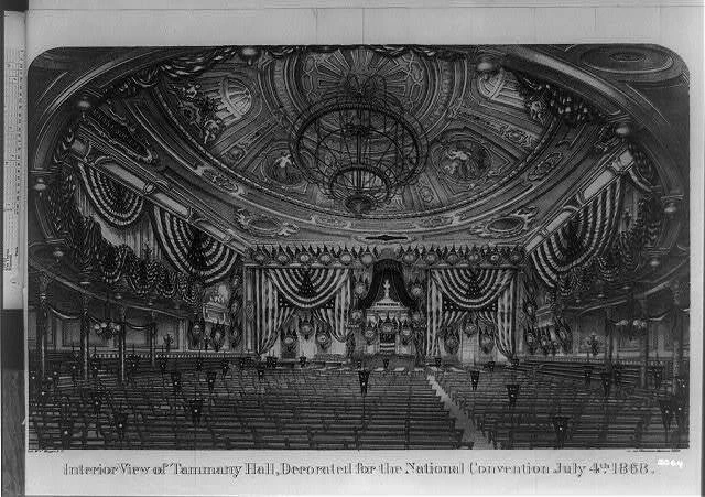 Interior view of Tammany Hall, decorated for the National Convention 1868 |  eBay
