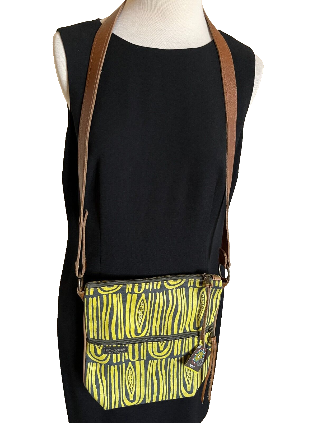 Mongoose South Africa Cross Body Purse Bag Tribal Cotton Yellow