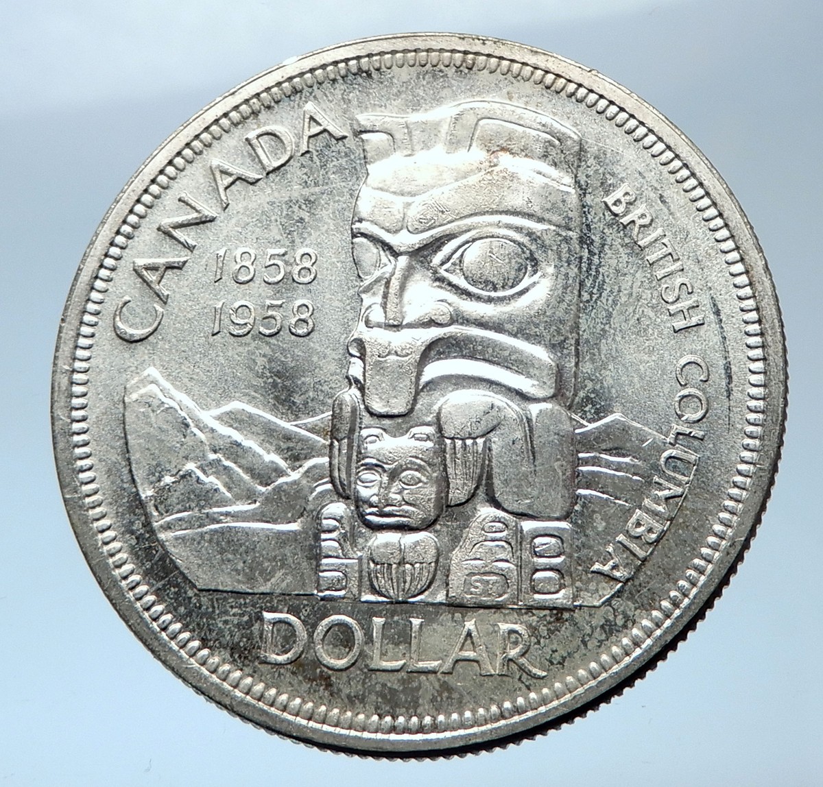 1958 Canada British Columbia Centennial Totem Pole Large Silver