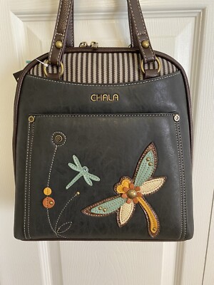 CHALA DRAGONFLY CONVERTIBLE BACKPACK PURSE - BLACK