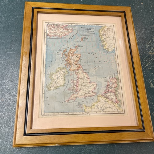 ANTIQUE MAP OF THE BRITISH ISLES BELGIUM AND THE NETHERLANDS FRAMED - Picture 10 of 18