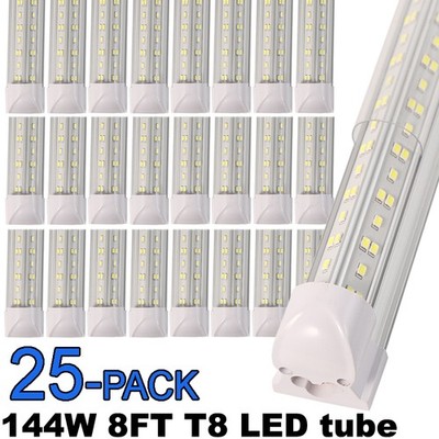 25Pack 8FT LED Shop Light 144W T8 Linkable LED Light Fixture For Garage Warehous