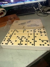 Vintage Super Thick Jumbo Size Giant Face Marblelike Dominoes By Puremco No.1632