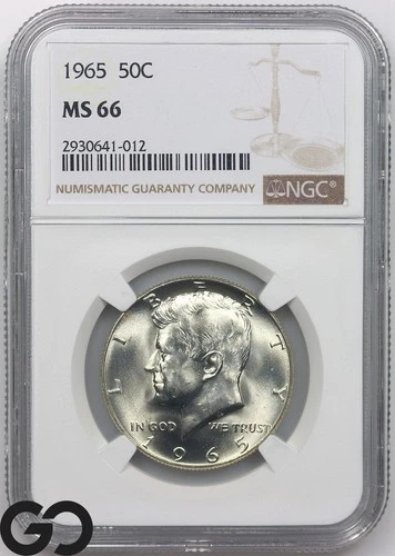 1965 Kennedy Half Dollar NGC MS 66 ** Great High Grade Silver!