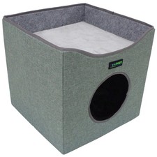 JESPET  GOOPAWS: Foldable Cat Condo - Sage Green - Cube House
