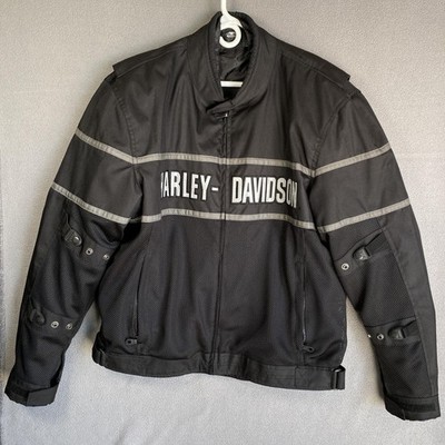 Harley-Davidson Jacket Mens XL Black Mesh Reflective Motorcycle