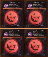 Retired Wilton Cupcake Liners Baking Cups 2" size Jack-O-Lantern 4 pks of 75ct