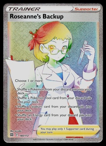 ROSEANNE'S BACKUP 180/172 RAINBOW RARE BRILLIANT STARS POKEMON NM