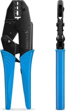 TICONN Crimping Tool for Heat Shrink Connectors - Ratcheting Wire 03C, Blue 
