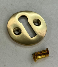 Open Key Hole Escutcheon Plate Victorian Style Round Polished Brass Door M5975