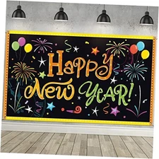  Happy New Year Background 2026 New Year's Day Eve Backdrop Banner for Party 