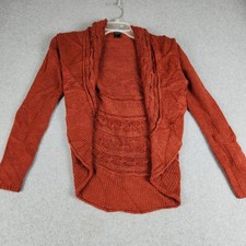 Forever 21 Cardigan Sweater Women Small Rust Orange Cable Knit Draped Open Front