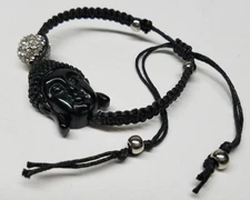 LOT 4  BUDDHA HEAD BEADED ROPE CHARM BRACELET New  BLACK  ORANGE  TURQUOISE  RED