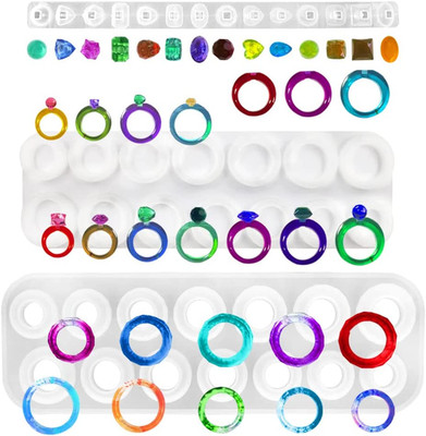 3 Pcs Epoxy Resin Ring Mold, Silicone Ring Molds Diamond Jewelry Mold with round