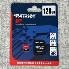 Patriot EP 128GB V30 A1 U3 4K microSDXC UHS-I Flash Card with SD Adapter