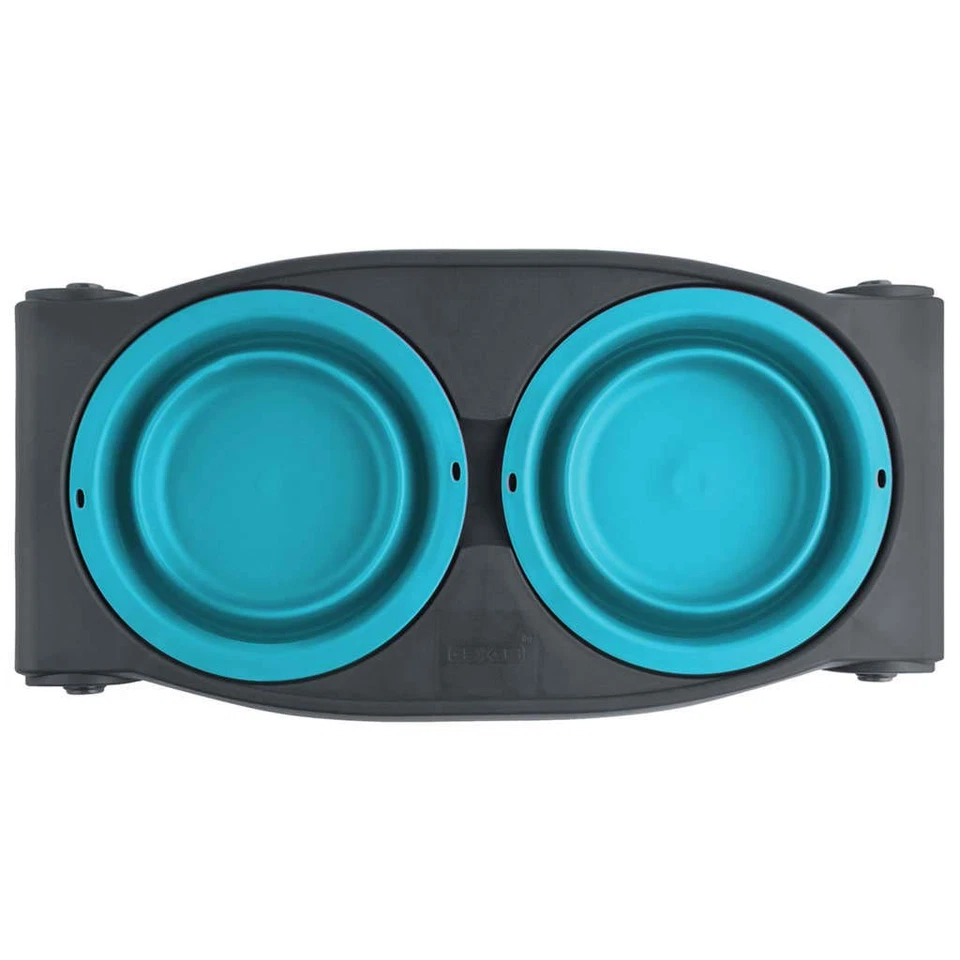 Popware para Mascotas Altura Ajustable Doble Alimentador para Mascotas, Gris/Azul, (PW120432312) Foto 3 de 3