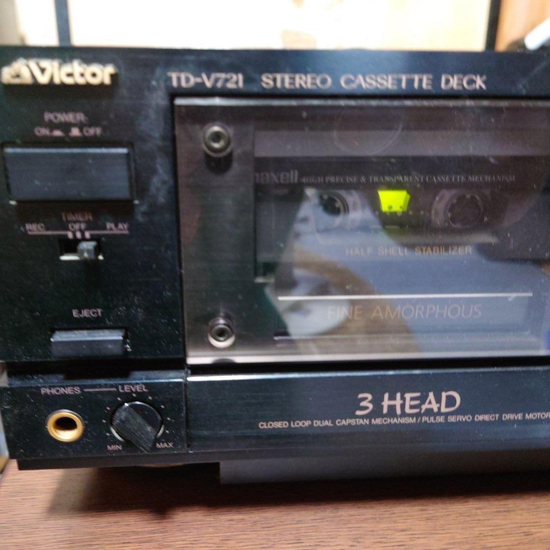 Victor TD-V721 Stereo Cassette Deck Black Vintage 1988 Used From
