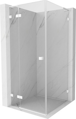 Mexen Lunar L Eckdusche 100x100 cm Links, Transparent/Weiß, 834L-100-100-20-00-L