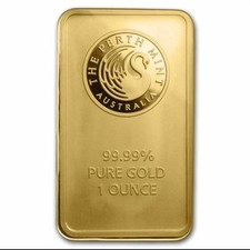 The Perth Mint 1 oz Gold Bar .9999 Fine Gold Australian Minted Bullion Bar 4000.00 per troy oz