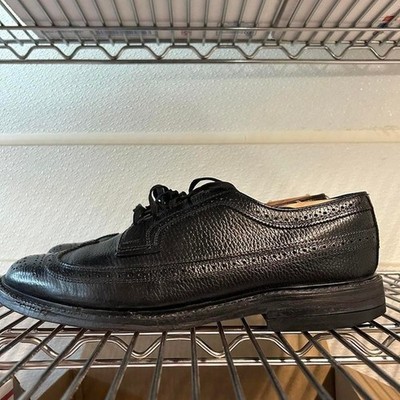O Sullivans Shoes Mens 10 Black Dress Wingtip Oxford Leather Vintage JCPenney