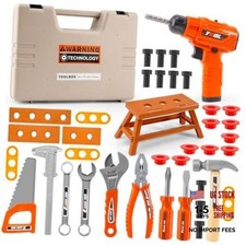45Pcs Kids Tool Set with Electric Drill Toy and Portable Toddler Toolbox, Tool