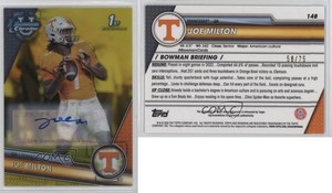 2023 Bowman U Chrome Prospect Yellow Refractor /75 Joe Milton III #148 Auto