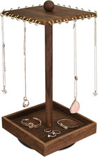 Wooden Rotating Jewelry Organizer, Jewelry Display Tower for Necklace  Bracelet