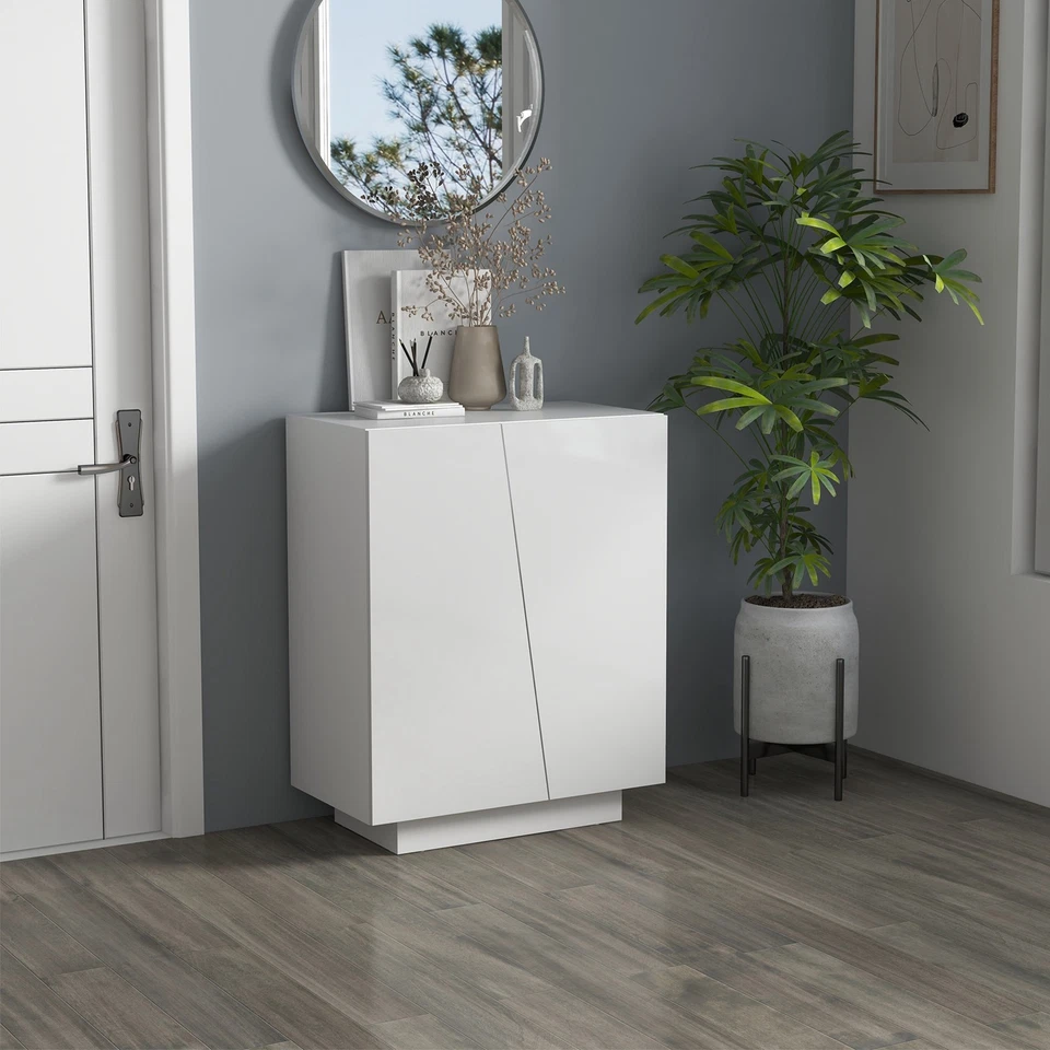 HOMCOM Mobiletto Multiuso a 3 Livelli con Ripiano Regolabile su 3 Livelli Bianco - Immagine 3 di 4