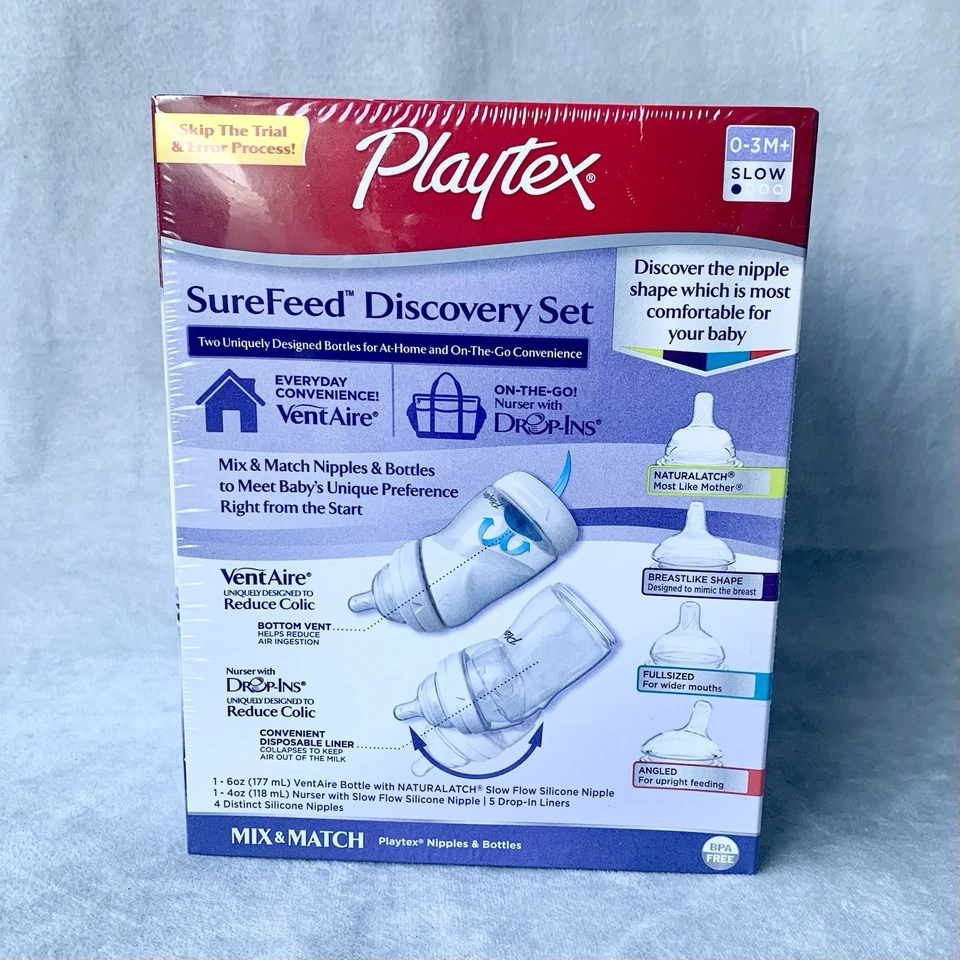 Botellas Playtex Ventaire, Nurser, Drop-Ins SureFeed Discovery Mix Match Pezones Foto 2 de 4