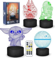 3D Night Light,4 Pattern with Timing Function Toys LED Night Lamp for Room De...