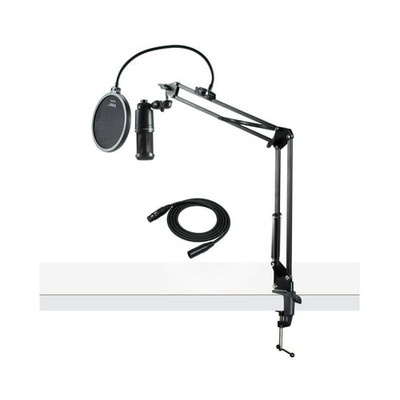 Audio Technica AT2020 Condenser Studio Microphone Knox Filter Boom Arm PRO