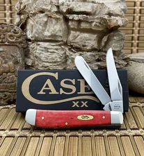 Case XX USA 2023 Smooth Dark Red Bone 10761 Stainless Mini Trapper Pocket Knife