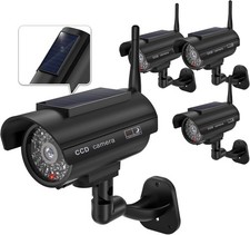 Dummy Solar Powered Security Camera Simulated LED Light Outdoor