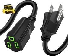 Power Extension Cord 0.5Ft/6Inch, Short 3 Prong Electric Extension Cable Outlet 