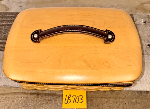 Longaberger 2004 Father's Day Valet Basket Wood Leather Trim Lid Handle insert - Picture 12 of 12