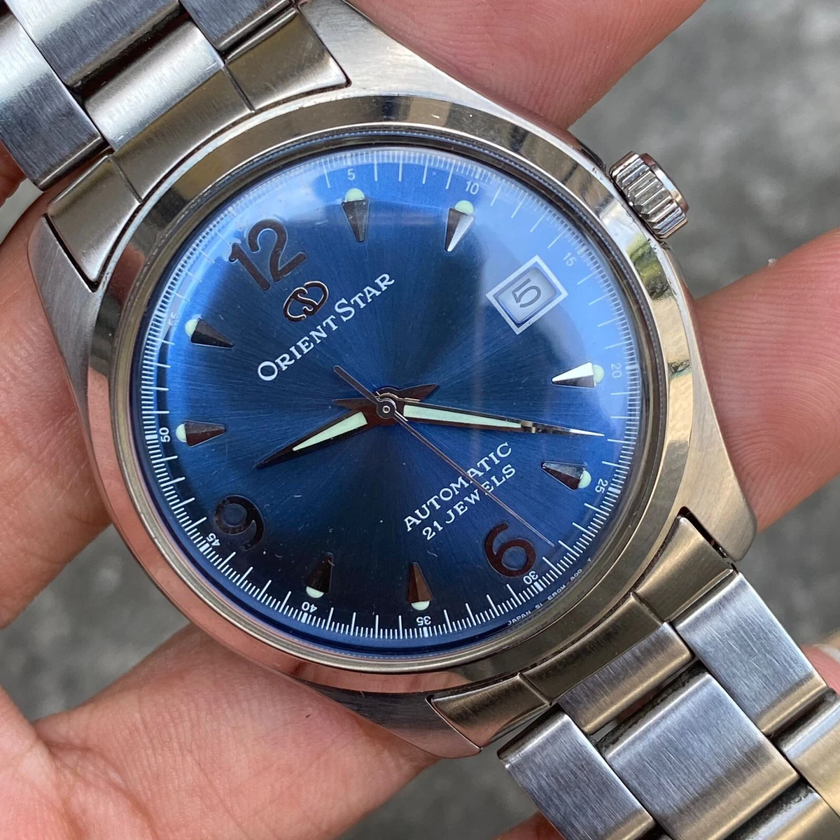 Rare Orient Star Automatic WZ0021ER Light Blue Dial Automatic Men Watch Vintage