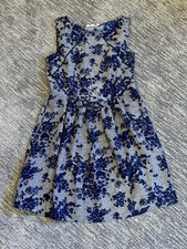 Gorgeous Womens Small Navy & Gray Floral Olive & Oak Dress w/ Pockets