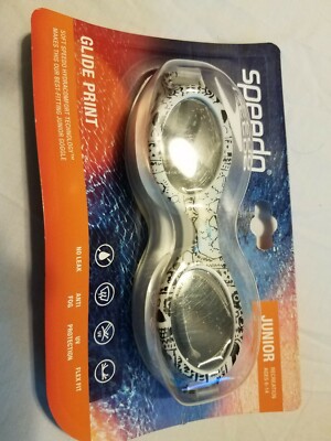 NEW Speedo Junior Glide Print Goggles, Black/White