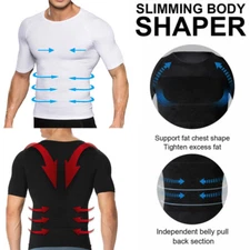 US Mens Slimming Body Shaper Vest Shirt Abs Abdomen Muscle Tank Tops Undershirts