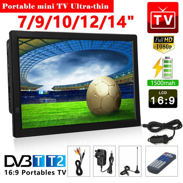 10/12/14inch Portable 1080P HD TV Freeview HDMI Digital Television Player UK 10/12/14inch Portable 1080P HD TV Freeview HDMI Digital Television Player UK