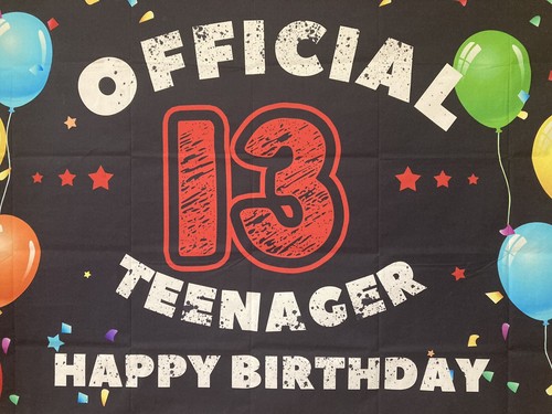 13th Birthday Backdrop Banner Official Teenager Party Photo 6.1ft x 3.6ft - Picture 3 of 4