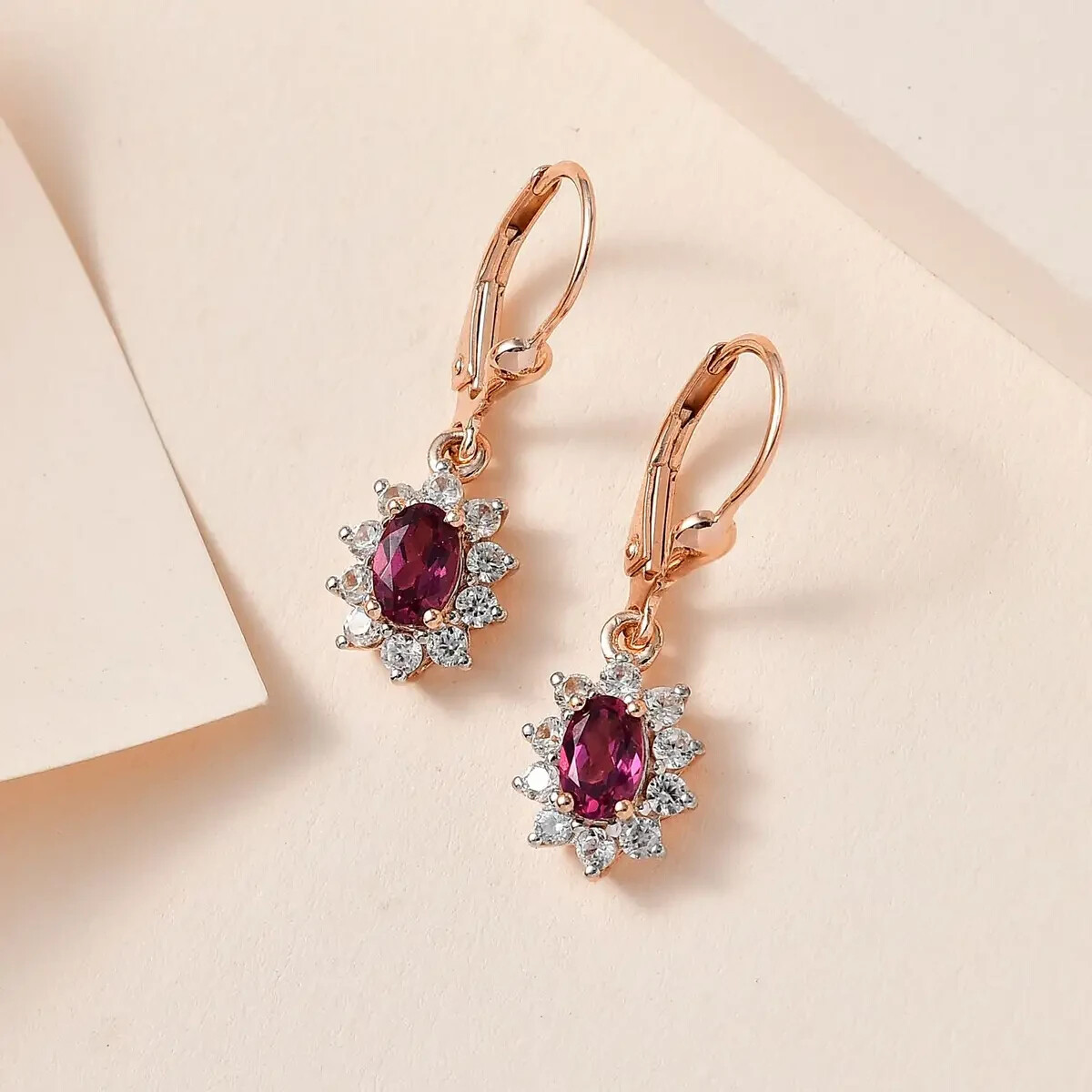 2.00 ctw Tanzanian Wine Garnet & Zircon Vermeil Rose Gold  Natural Tanzanian Garnet Earrings Rose Gold Vermeil Sterling Silver main image 0