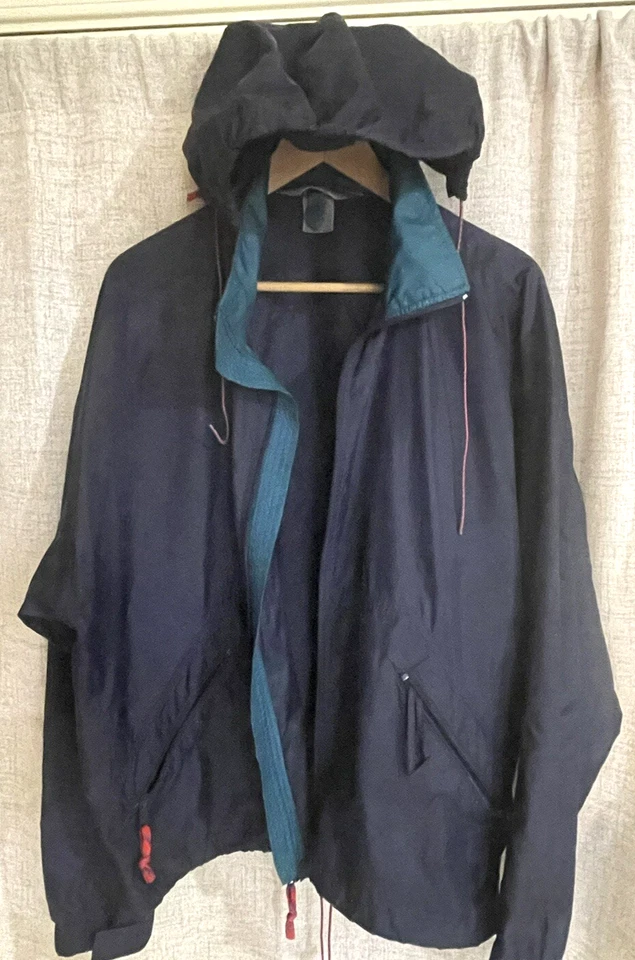 VTG Eastern Mountain Sports Hooded Windbreaker Hiking Camping Blue Mens XL NICE - Image 2 of 4