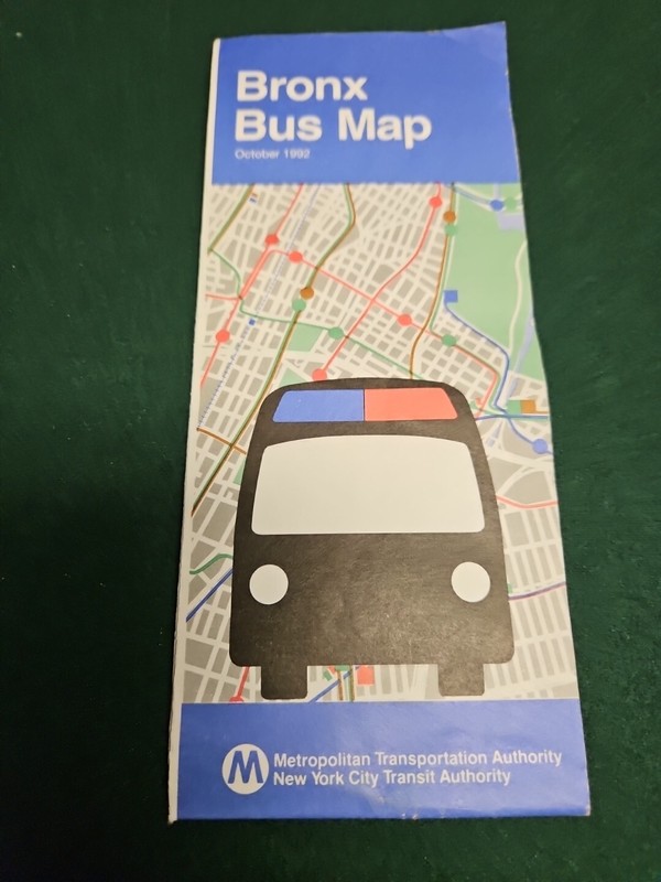 Bronx Bus Map New York City - VG Vintage October 1992